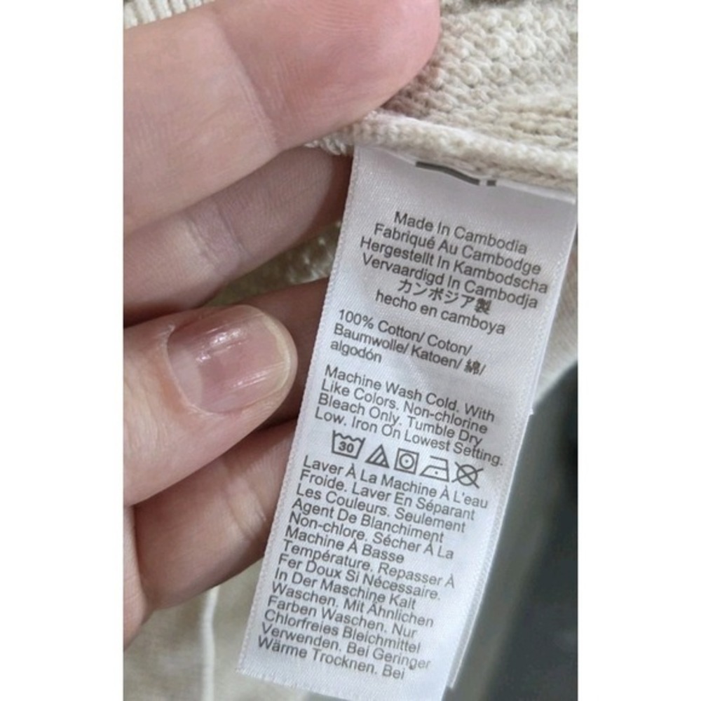 J.Crew 100% Cotton Waffle‎ Knit Collared Sweater Cream Size Small - Picture 4 of 6